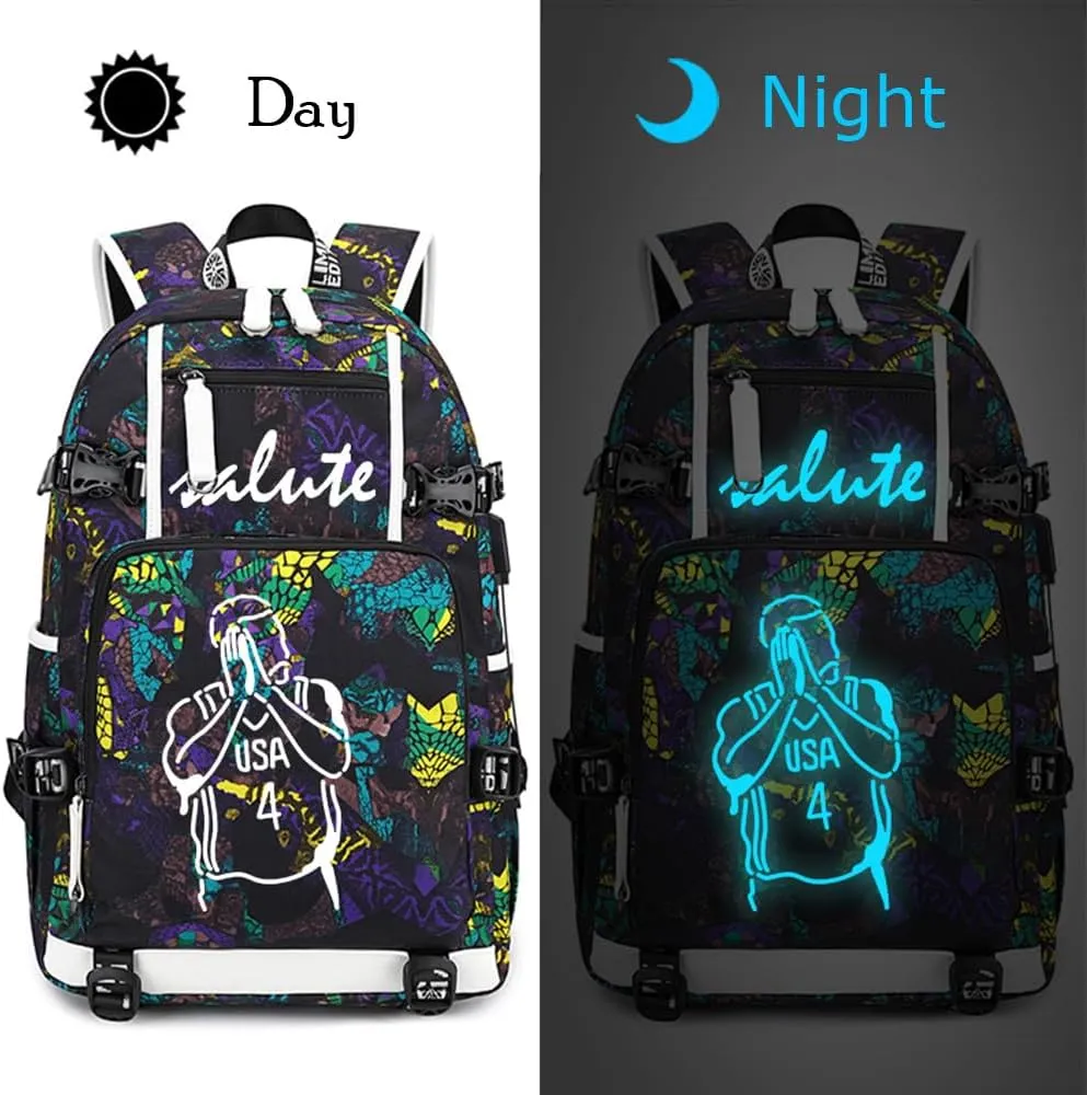 FANwenfeng Basketball Player 30 Luminous Backpack Travel Backpack Fans Bag for Men Women (Style 4)