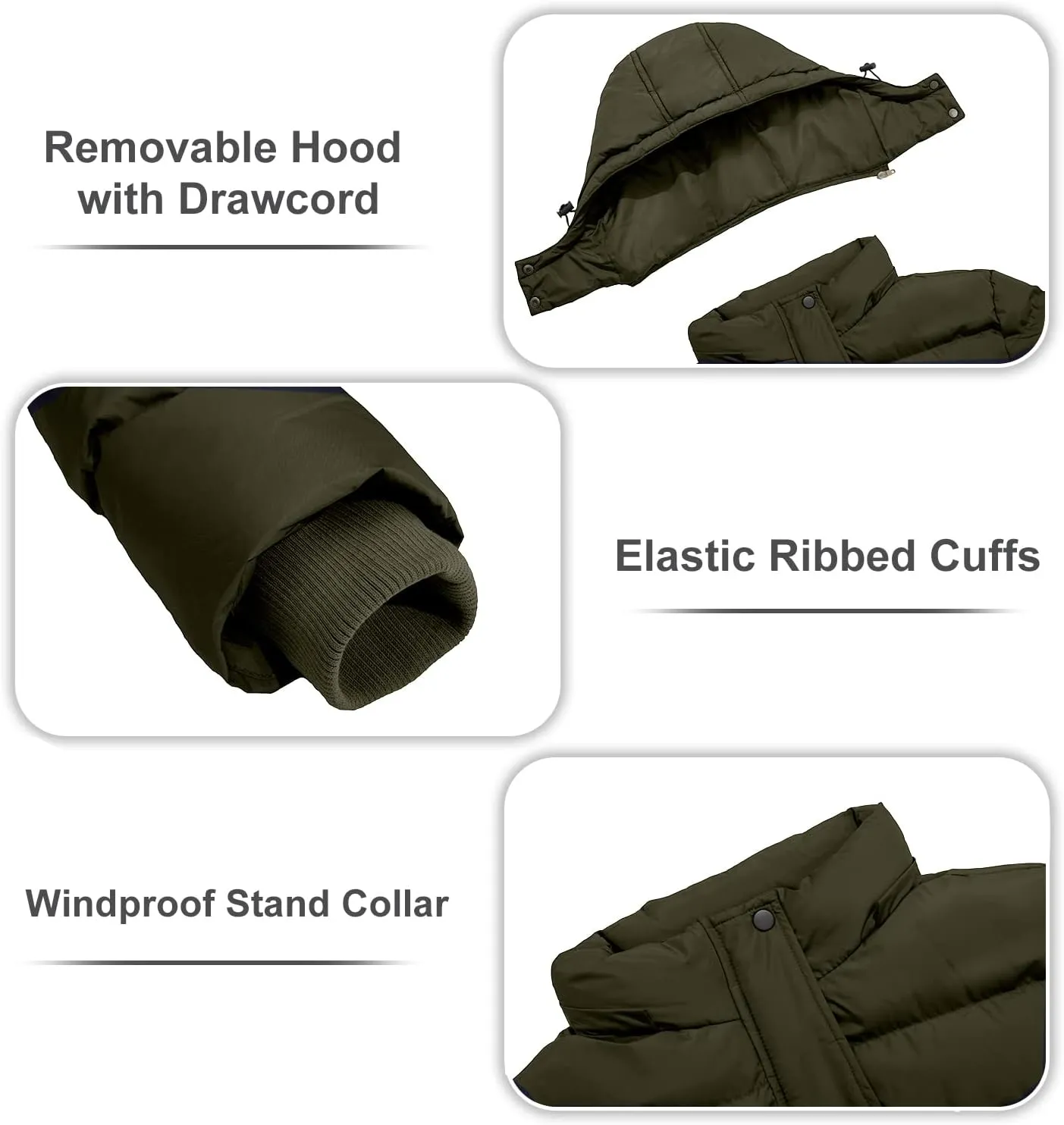 FARVALUE Mens Winter Coats Thicken Puffer Jacket Warm Winter Parka Padded Outwear with Hood