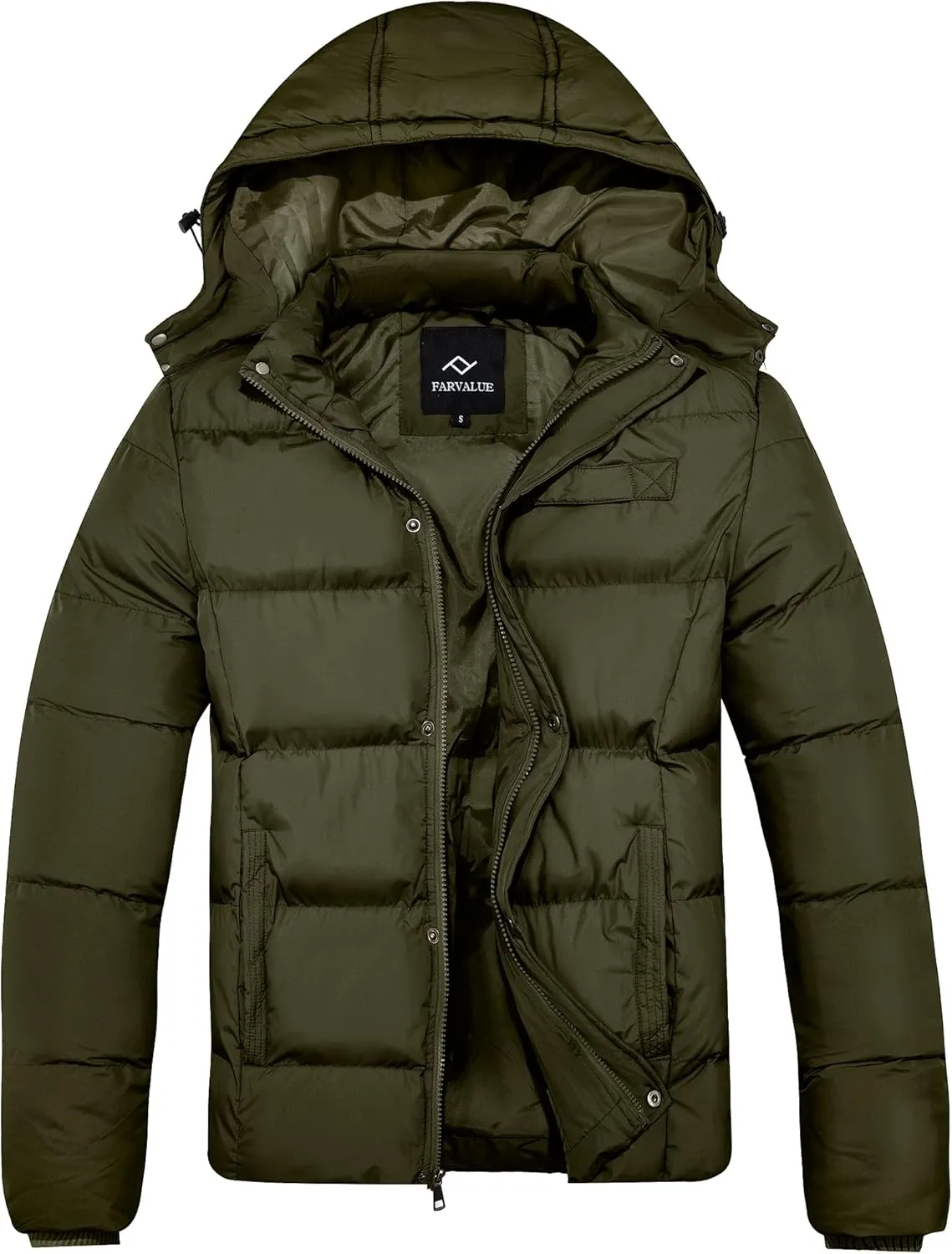 FARVALUE Mens Winter Coats Thicken Puffer Jacket Warm Winter Parka Padded Outwear with Hood