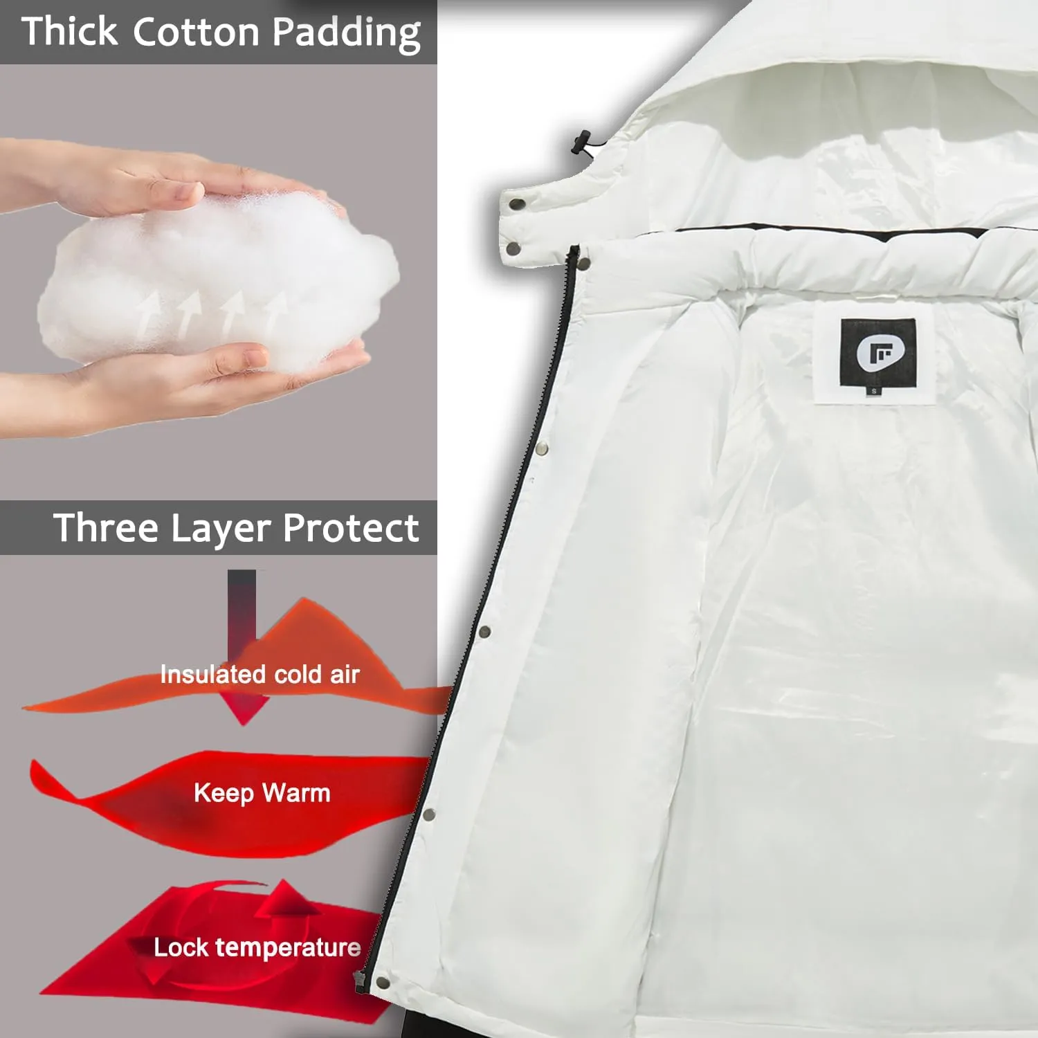 FARVALUE Mens Winter Coats Thicken Puffer Jacket Warm Winter Parka Padded Outwear with Hood