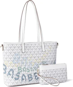 Fashion Handmade Large Faux Leather Laptop Tote Bag for Women, 15.6 inch Top Handle Satchel Handbag with Luggage Strap Wallet