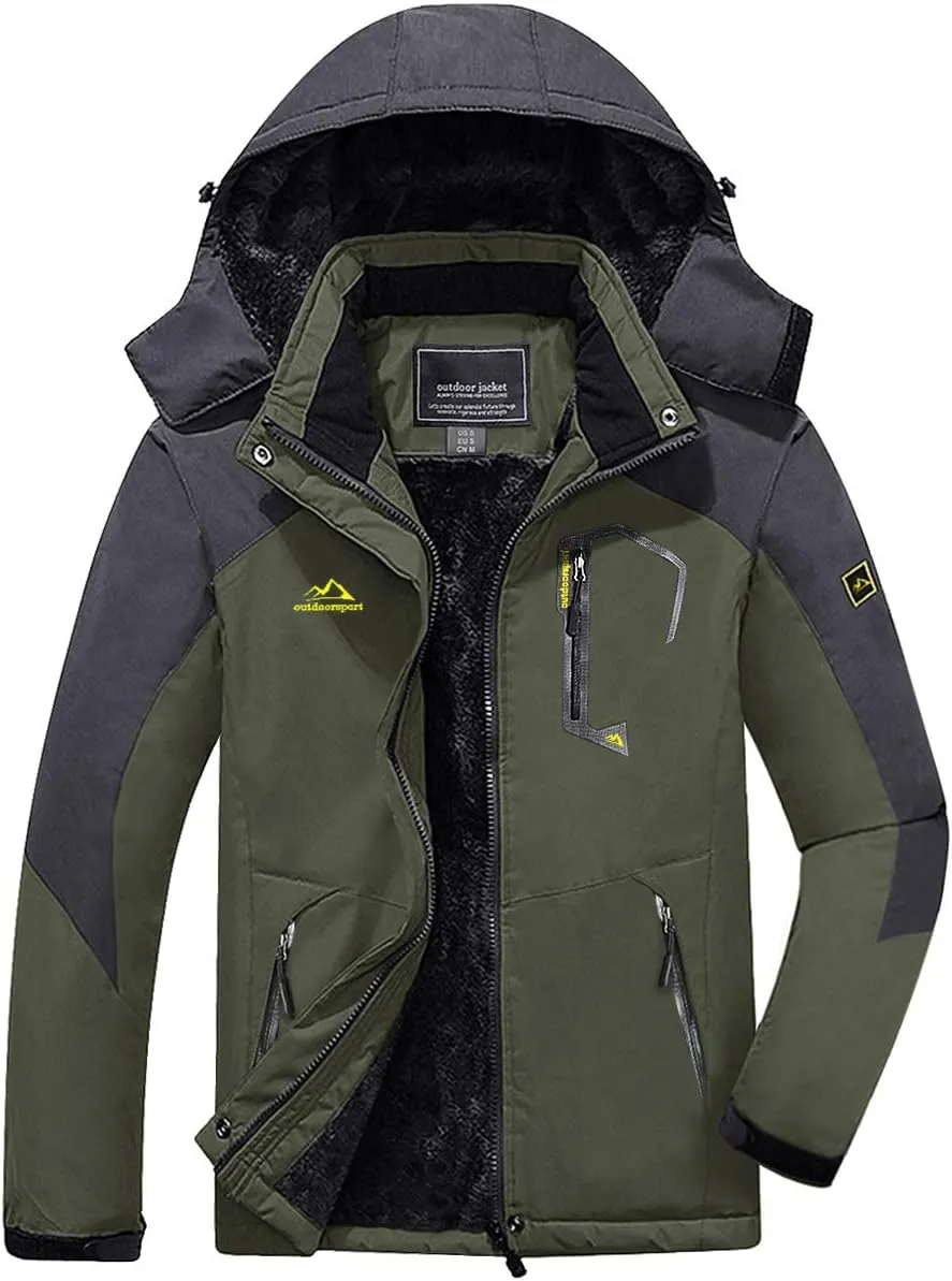 FASKUNOIE Men's Winter Coats Windproof Warm Fleece Ski Snowboarding Jackets Parka with Zipper Pockets