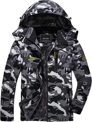 FASKUNOIE Men's Winter Coats Windproof Warm Fleece Ski Snowboarding Jackets Parka with Zipper Pockets