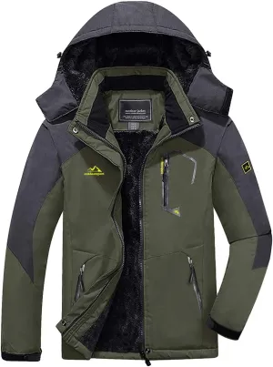 FASKUNOIE Men's Winter Coats Windproof Warm Fleece Ski Snowboarding Jackets Parka with Zipper Pockets