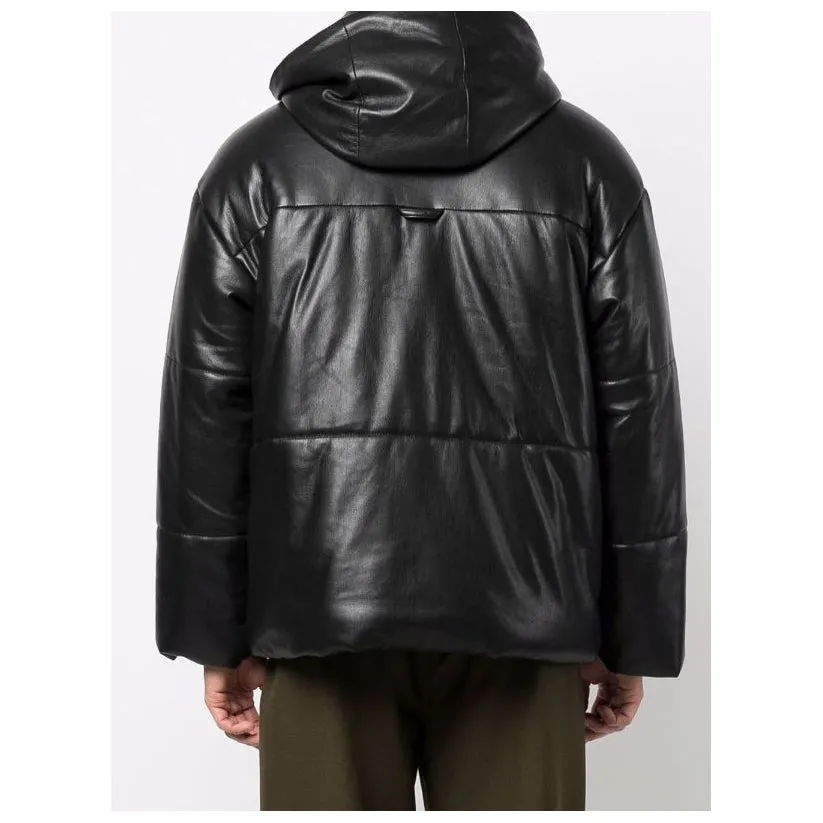 Faux Leather Puffer Jacket