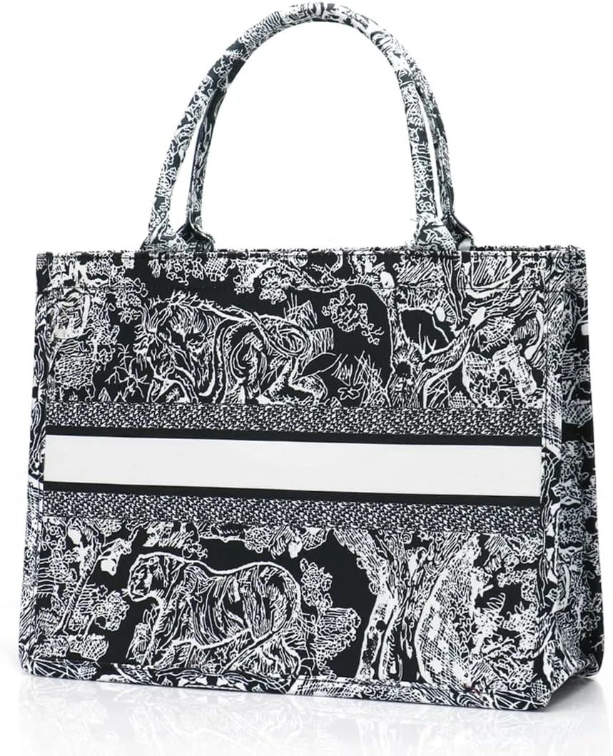FENGJINRUHUA Fashion Luxury Tote Bag Cotton Linen Handbag Large Capacity Jacquard Retro Exquisite