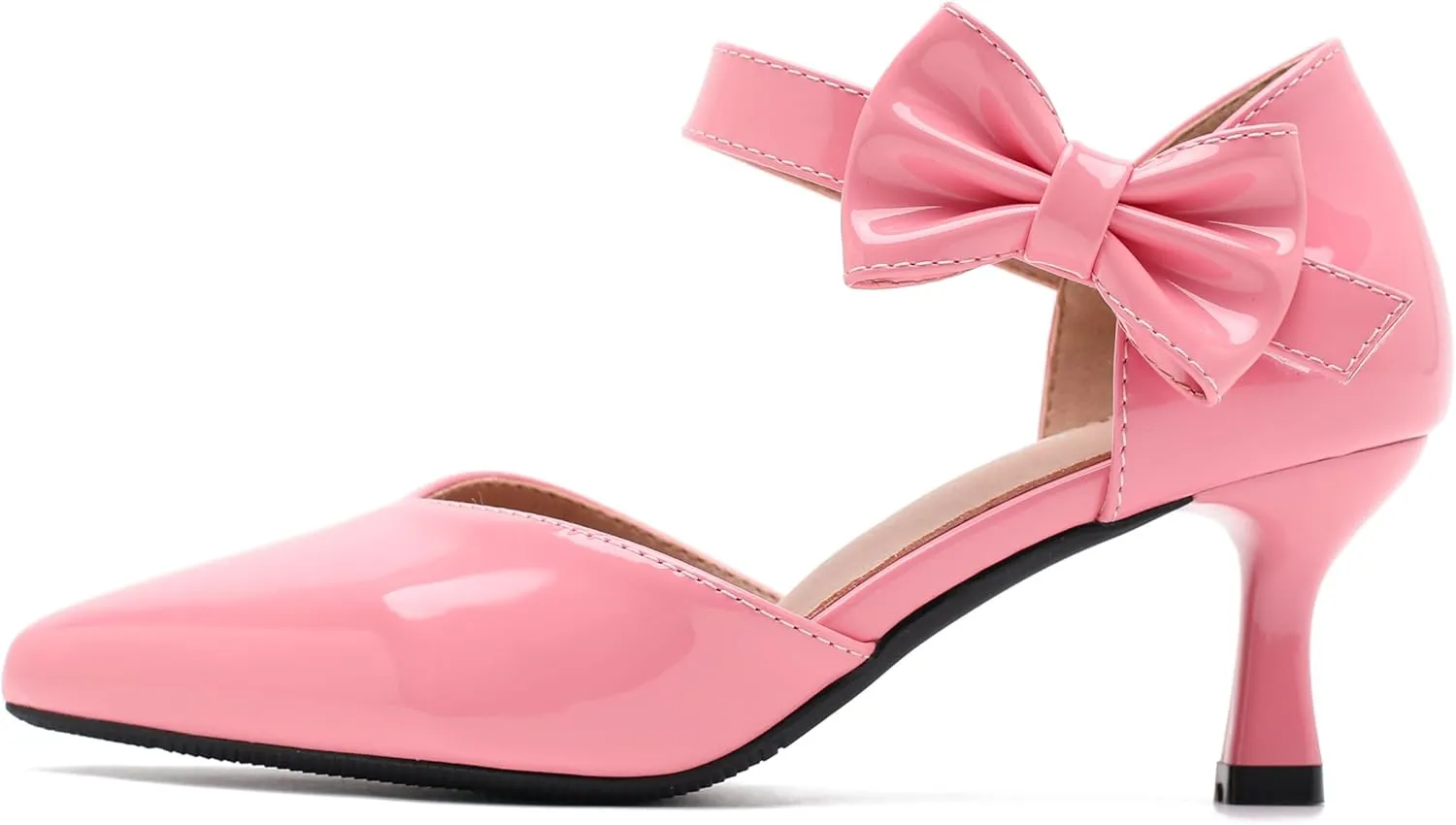 fereshte Women's Bow Kitten Heels Pumps Ankle Strap Dress Wedding Evening Party Shoes