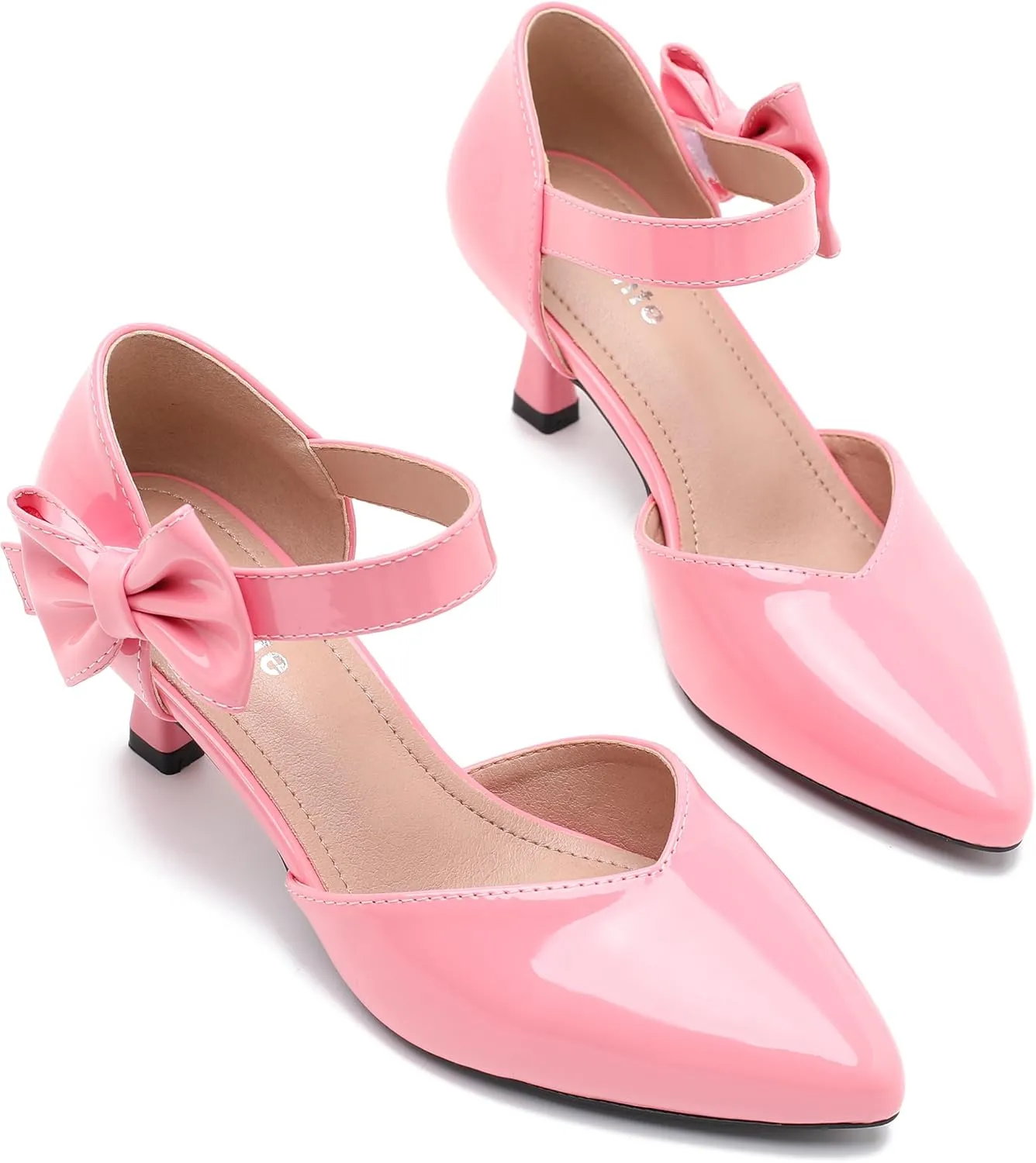 fereshte Women's Bow Kitten Heels Pumps Ankle Strap Dress Wedding Evening Party Shoes