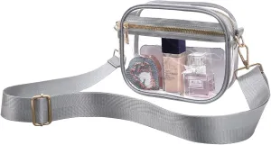 Fibrdoo Clear Bag Stadium Approved, Leather Clear Crossbody Purse Bag for Concerts Sports Events Festivals