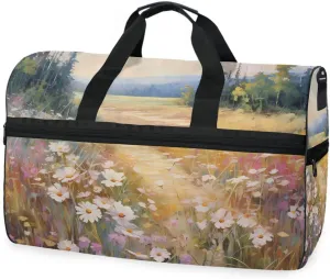 Field Path Painting Fall Travel Duffel Bag Luggage Sports Gym Bags With Shoes Compartment Large Capacity Lightweight Duffle Bag For Men Women