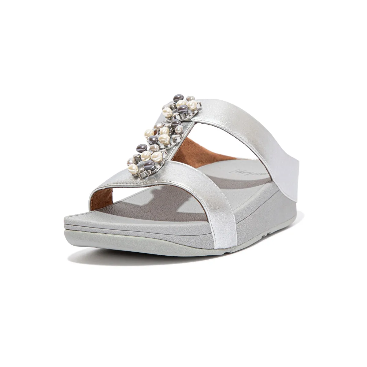 FINO Pearl-Chain Leather Slides