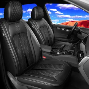 Fit Colorado Seat Covers for Select Chevy/Chevrolet Colorado 2015-2025 LT Z71 Work Truck ZR2 Trail Boss (5 Seats)- Full Coverage Leather, Waterproof & All Weather Seat Cushion Protector, Black