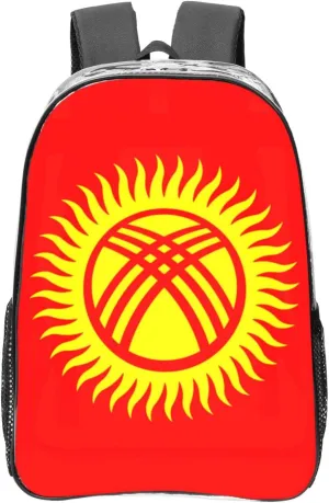 Flag Of Kyrgyzstan Transparent Backpack-16-Inch Pvc Clear Backpack With Side Pockets,Black