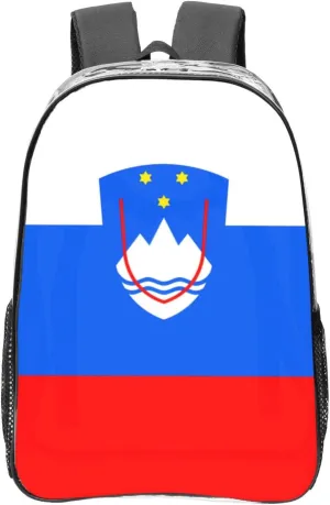 Flag Of Slovenia Transparent Backpack-16-Inch Pvc Clear Backpack With Side Pockets,Black