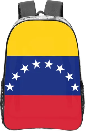 Flag Of Venezuela Transparent Backpack-16-Inch Pvc Clear Backpack With Side Pockets,Black