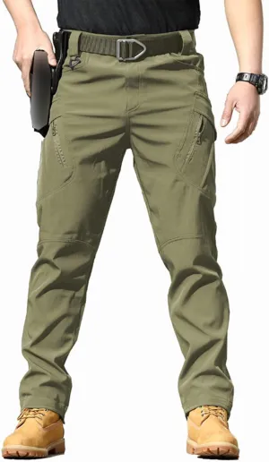 Flexcamo Tactical Waterproof Pants, Multi-Pocket, Quick Dry, Adult Men's Mid Rise Sweatpants, S - 5XL, Black