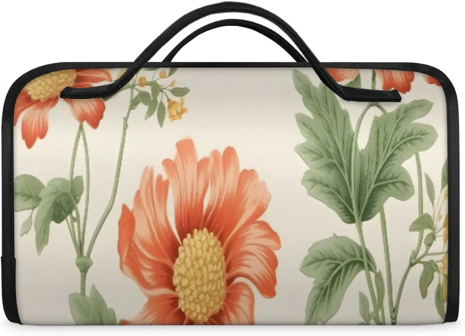 Flowers In Bloom Toiletry Bag Water Proof Travel Makeup Case Large Capacity 4 in 1 Foldable Cosmetics Storage for Women Men Removable Zipper Clear PVC Pockets