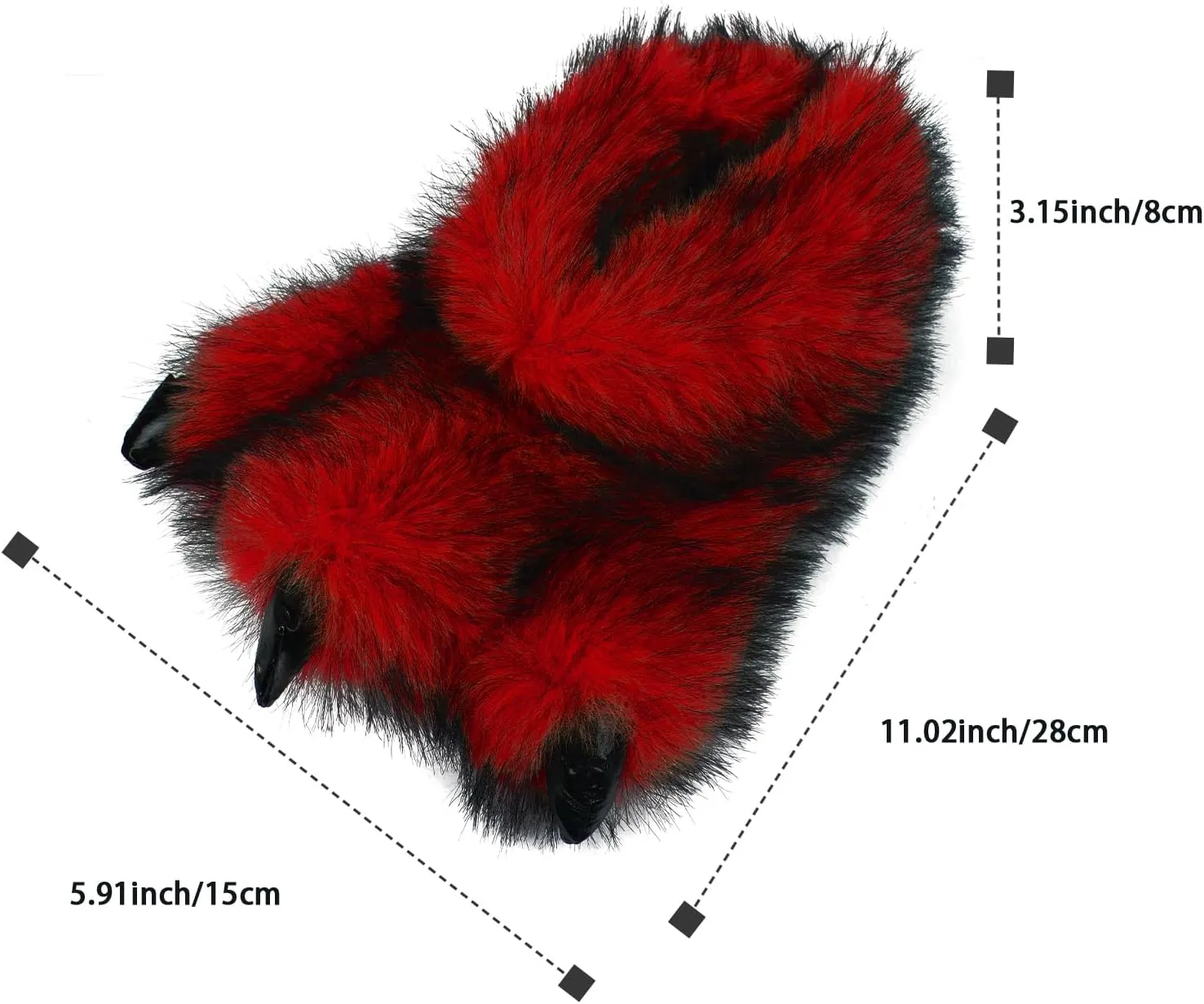 Fluffy Monster Claw Slippers for Men Women, Furry Plush Home Shoes, Winter Warm Faux Fur Indoor House Footwear, Funny Dinosaur Paw Dress up Gift