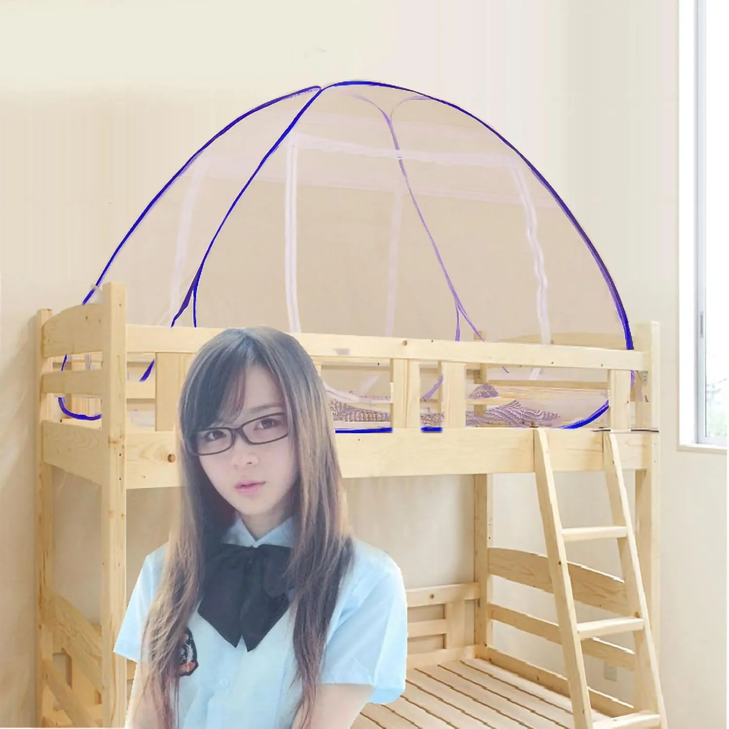 Foldable Bed Net Tent Stable Mesh Cool Night Sleep for Student Beds Camping with Quick Installation Portable Folding Design (200x200x160cm/70.9x70.9x63in)
