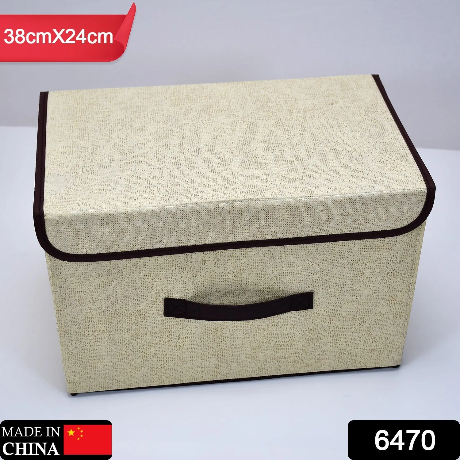 Foldable Storage Box with Lid and Handles, Cotton and Linen Storage Bins and Baskets Organizer for Nursery, Closet, Bedroom, Home