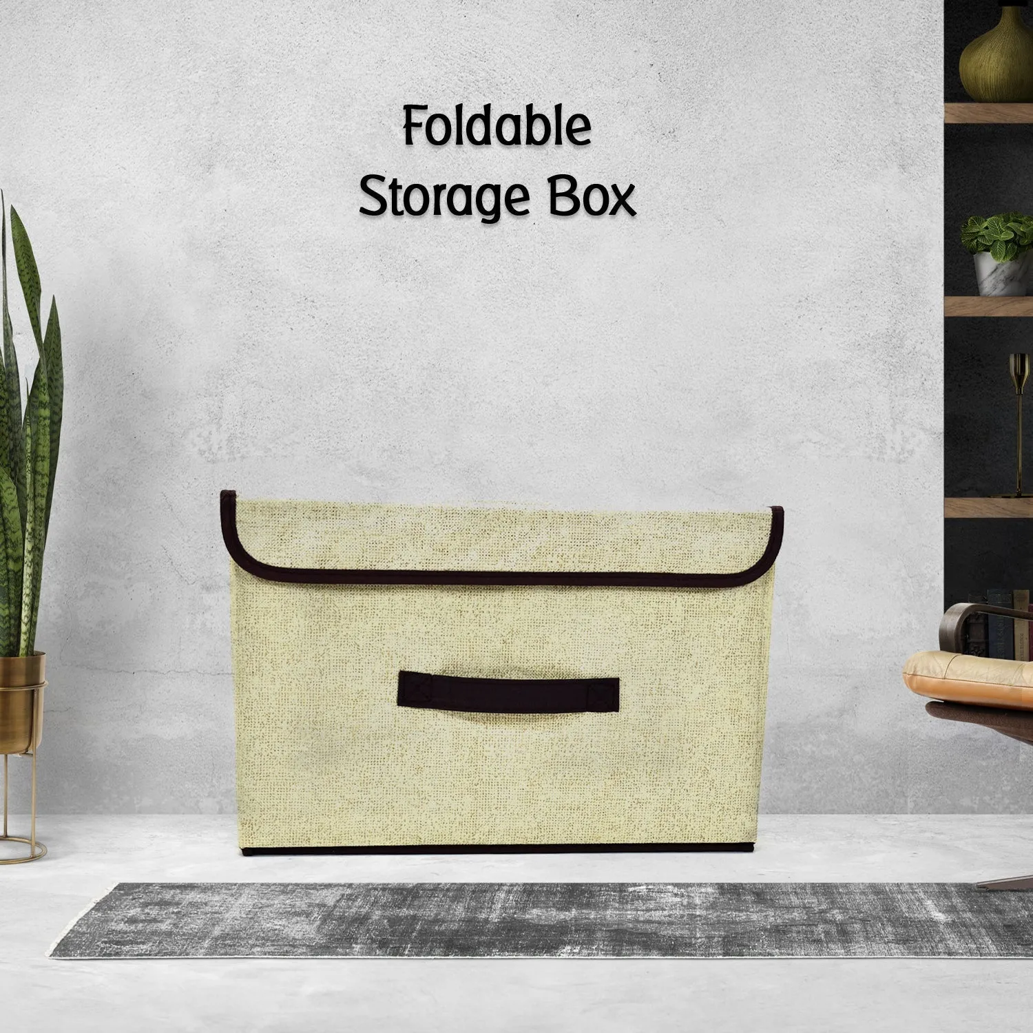 Foldable Storage Box with Lid and Handles, Cotton and Linen Storage Bins and Baskets Organizer for Nursery, Closet, Bedroom, Home