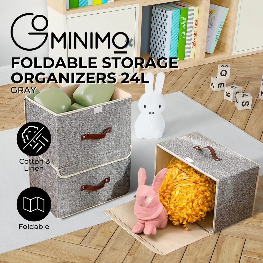 Foldable Storage Organizers Gray Pack of 3 - 24L