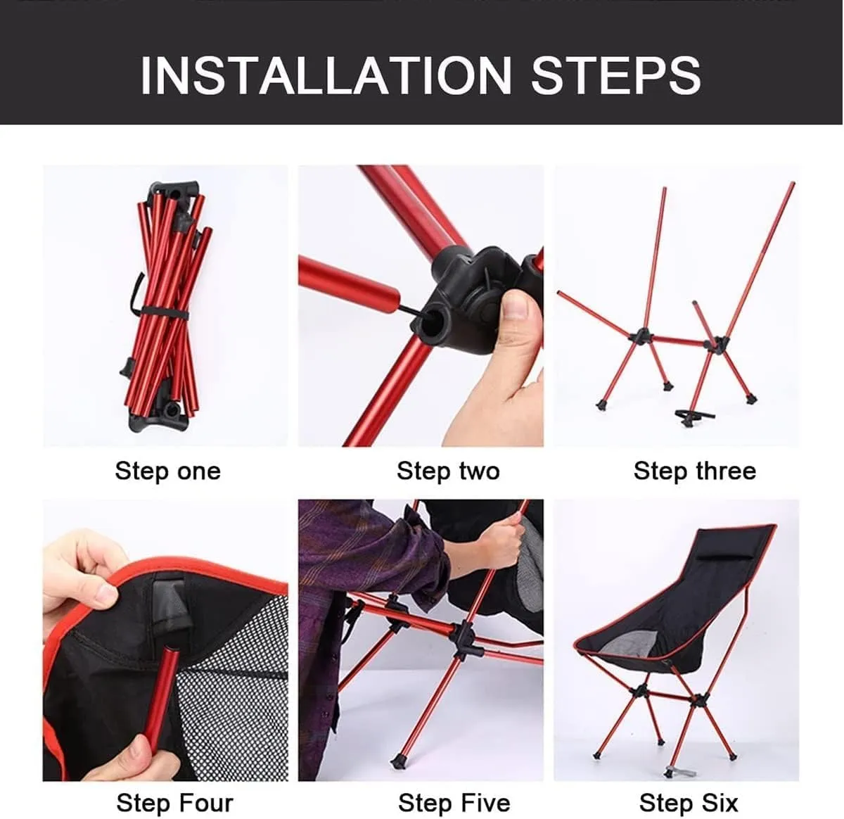 Folding Camping 3 Pieces Camping Chairs Portable Outdoor Chair with High Back Light Folding Chair Outdoor for Camp Hiking Beach Chairs Foldable(Blue)