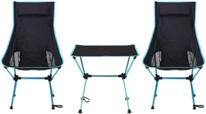 Folding Camping 3 Pieces Camping Chairs Portable Outdoor Chair with High Back Light Folding Chair Outdoor for Camp Hiking Beach Chairs Foldable(Blue)