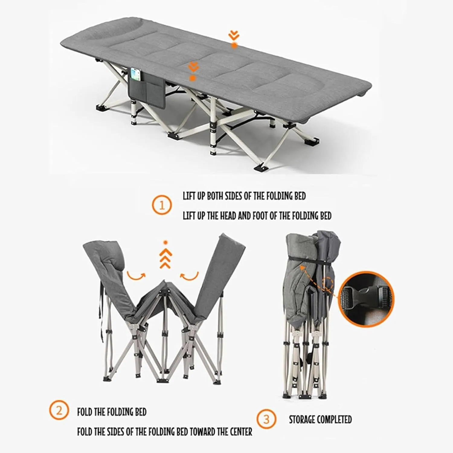 Folding Camping Cot for Adults, Portable Sleeping Cot, Folding Camping Cot with Mattress, for Adults Home Guest Office Outdoor Travel