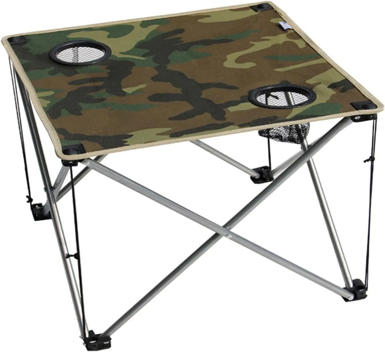 Folding Table Camping Table Portable with Cup Holder Folding Picnic Table Lightweight Camouflage with Bag for Outdoor Fishing Bench Hiking Garden Cooking Portable Folding Camping Table