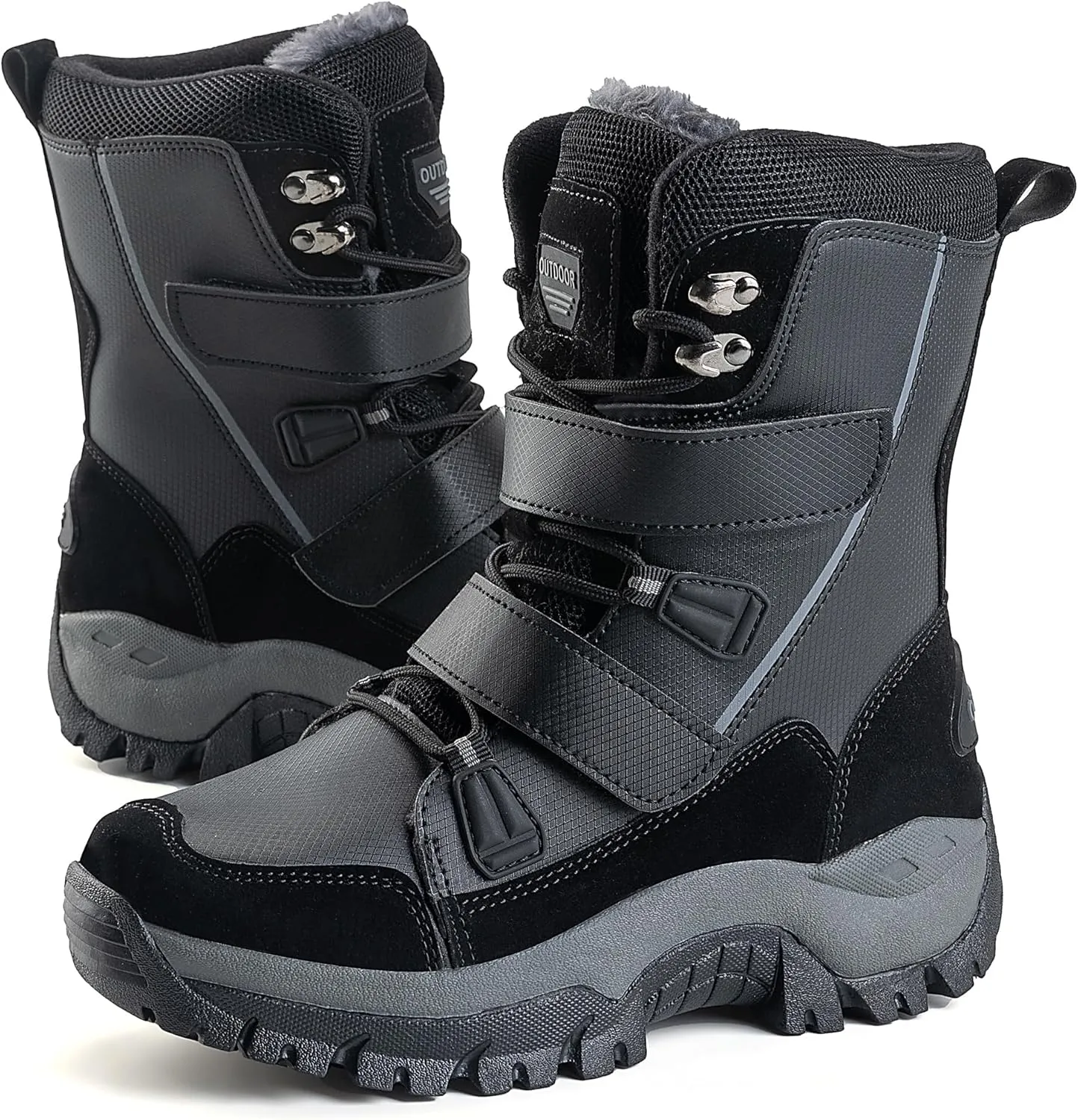 Frank Mully Women's Winter Boots Warm Comfortable Faux Fur Insulated Mid-Calf Boots Lace up Snow Boots Non Slip Combat Boots Waterproof