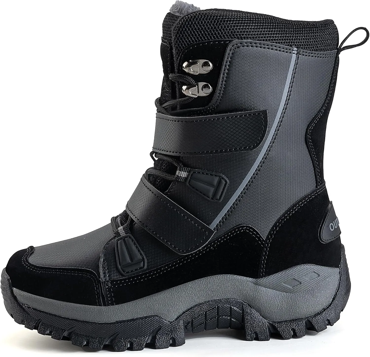 Frank Mully Women's Winter Boots Warm Comfortable Faux Fur Insulated Mid-Calf Boots Lace up Snow Boots Non Slip Combat Boots Waterproof