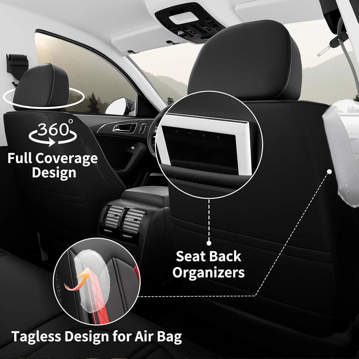 FREESOO Car Seat Covers Only Front 2pc, Breathable Faux Leather Seat Covers for Cars, Automotive Universal Seat Cover Protector Fit for Most Sedan SUV Pick-up Truck(BlackRed)
