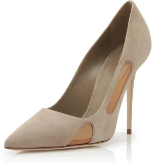 FSJ Women Pointed Toe Pumps Sexy Cutout Mesh Design Stiletto High Heels Comfort Slip on Prom Events Party Dress Shoes Size 4-15 US