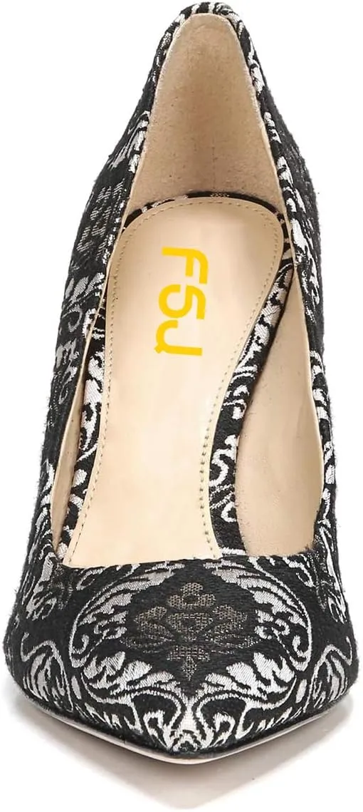 FSJ Women Sexy Pointed Toe Pumps Stiletto High Heels Slip On Multi Pattern Party Dress Shoes Size 4-15 US