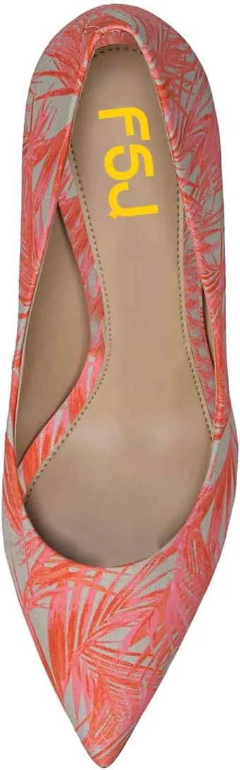 FSJ Women Sexy Pointed Toe Pumps Stiletto High Heels Slip On Multi Pattern Party Dress Shoes Size 4-15 US