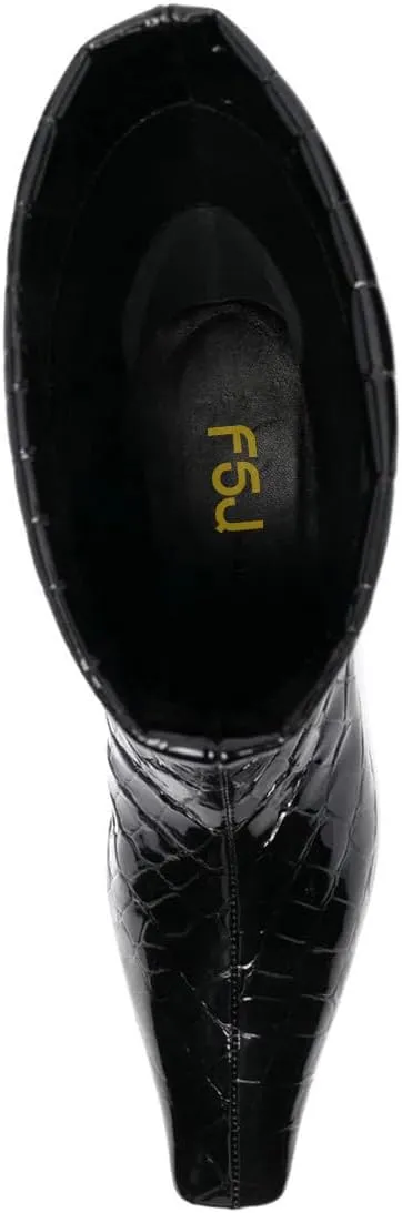 FSJ Women Square Toe Comfort Kitten Low Heel Ankle Boot Pull On Bootie Winter Faux Suede Casual Dressy Shoes Size 4-16 US