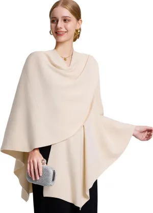 FUGREEN Shawl Wraps for Women Cross Front Poncho Sweater Knitted Elegant Cape for Fall Winter