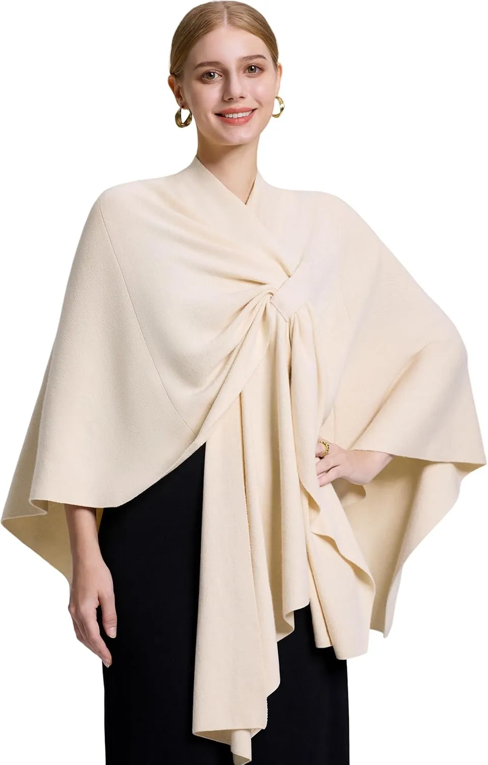 FUGREEN Shawl Wraps for Women Cross Front Poncho Sweater Knitted Elegant Cape for Fall Winter