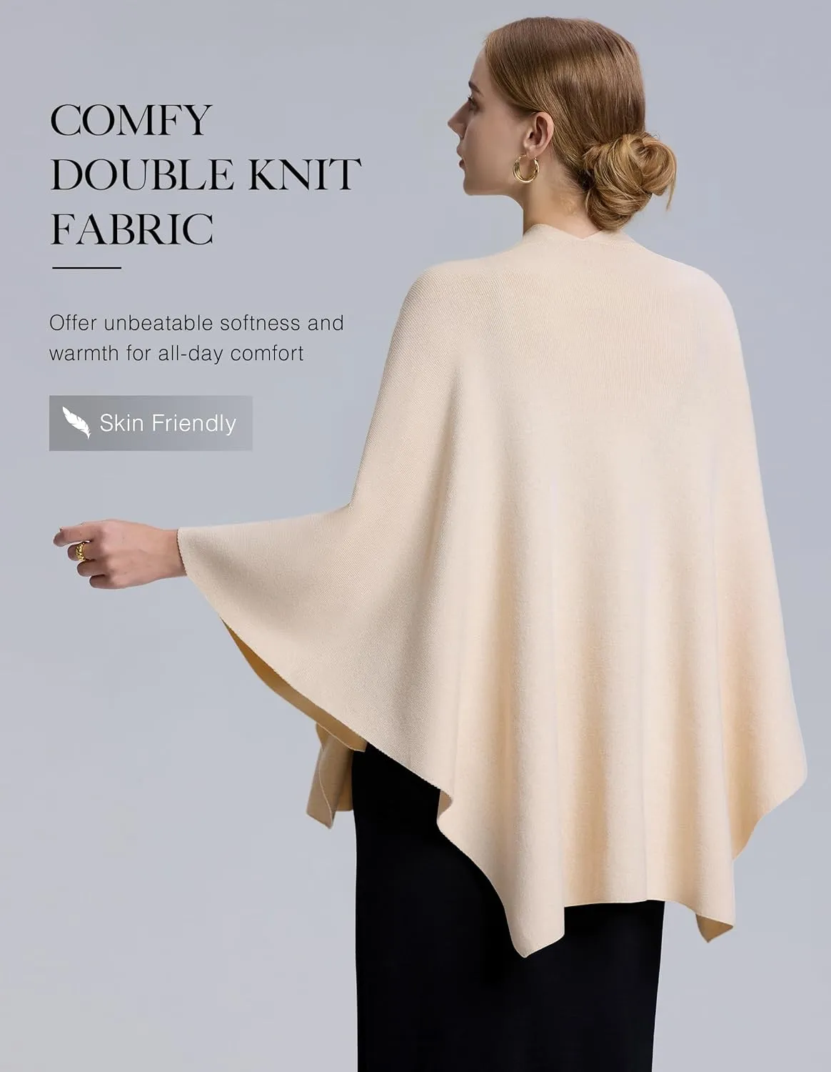FUGREEN Shawl Wraps for Women Cross Front Poncho Sweater Knitted Elegant Cape for Fall Winter