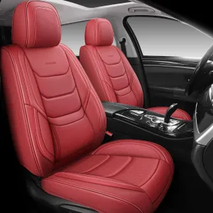 Full Coverage Front Set Seat Covers with Waterproof Leather,Lumber Support and Airbag Compatible,Universal Fit for Most SUVs, Trucks,and Sedans in Automotive Seat Covers