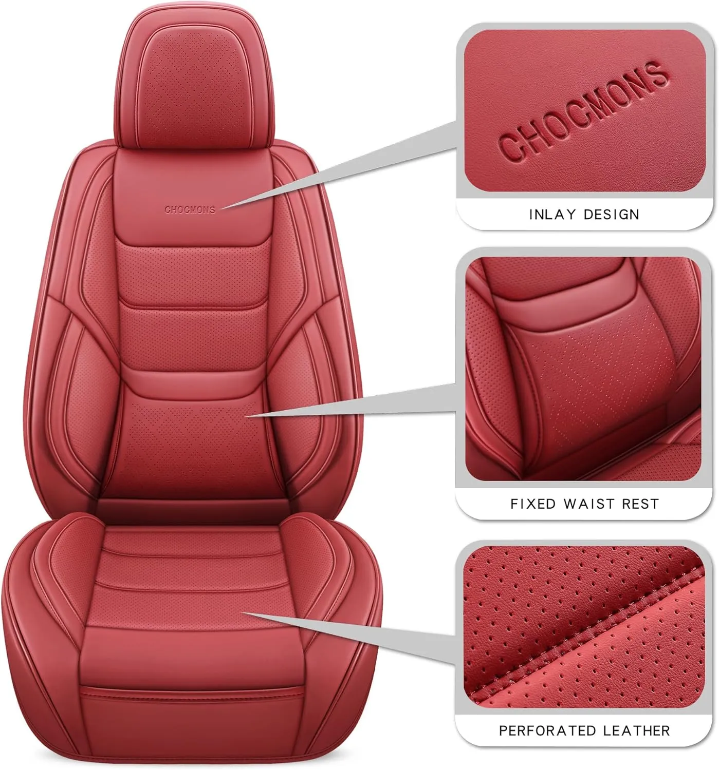 Full Coverage Front Set Seat Covers with Waterproof Leather,Lumber Support and Airbag Compatible,Universal Fit for Most SUVs, Trucks,and Sedans in Automotive Seat Covers