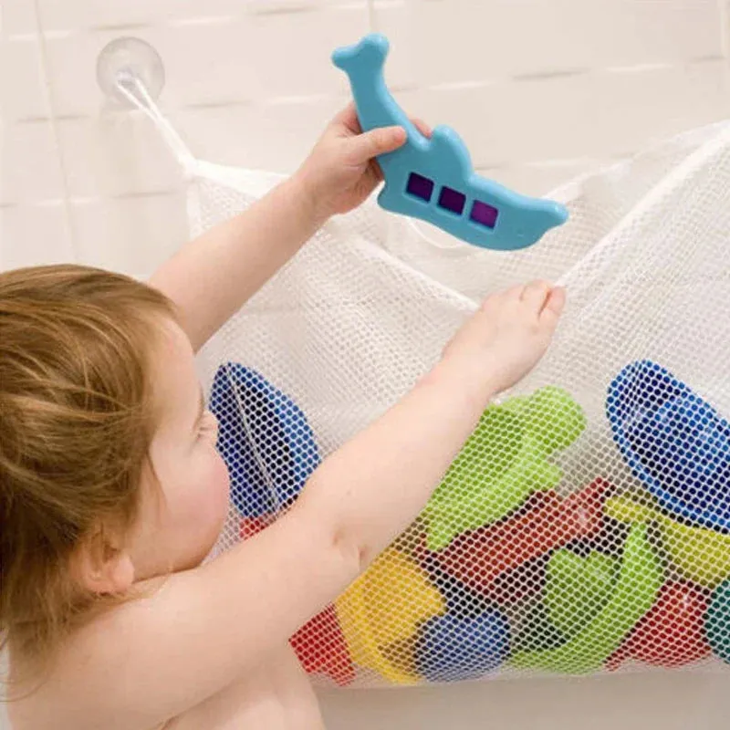 Fun Mesh Bath Toy Storage Basket for Kids - Quick-Dry Bathtub Organizer Net Bag