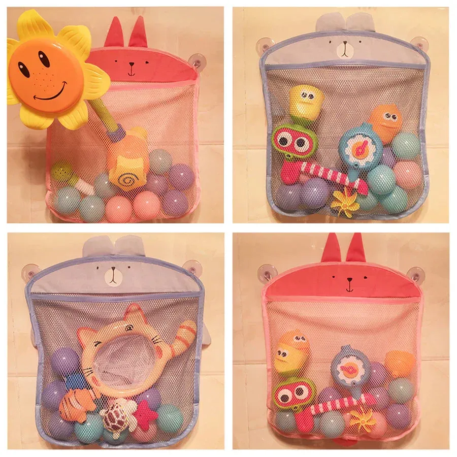 Fun Mesh Bath Toy Storage Basket for Kids - Quick-Dry Bathtub Organizer Net Bag
