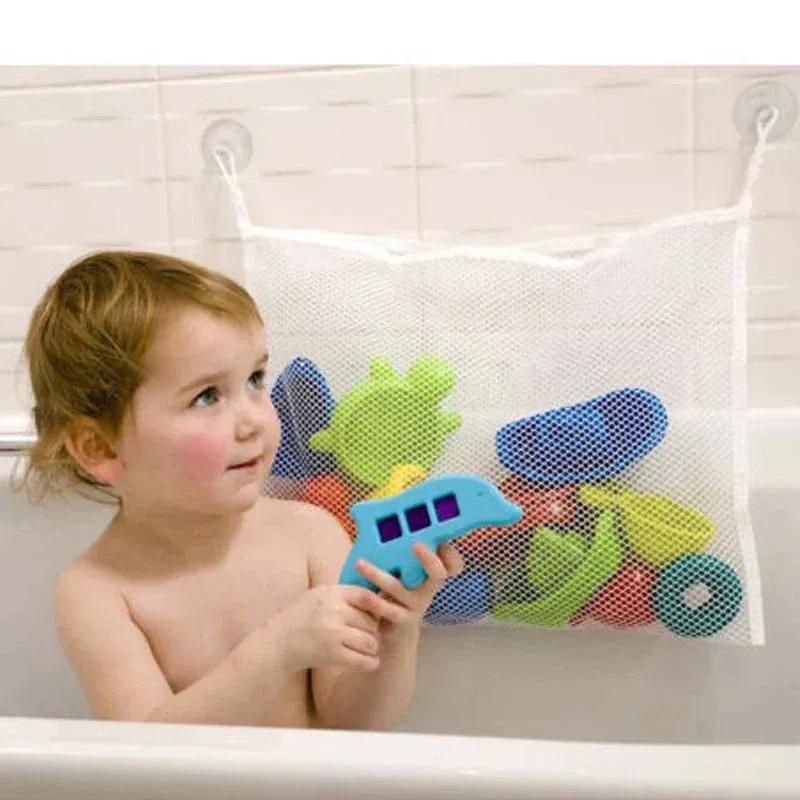 Fun Mesh Bath Toy Storage Basket for Kids - Quick-Dry Bathtub Organizer Net Bag