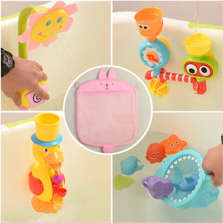 Fun Mesh Bath Toy Storage Basket for Kids - Quick-Dry Bathtub Organizer Net Bag