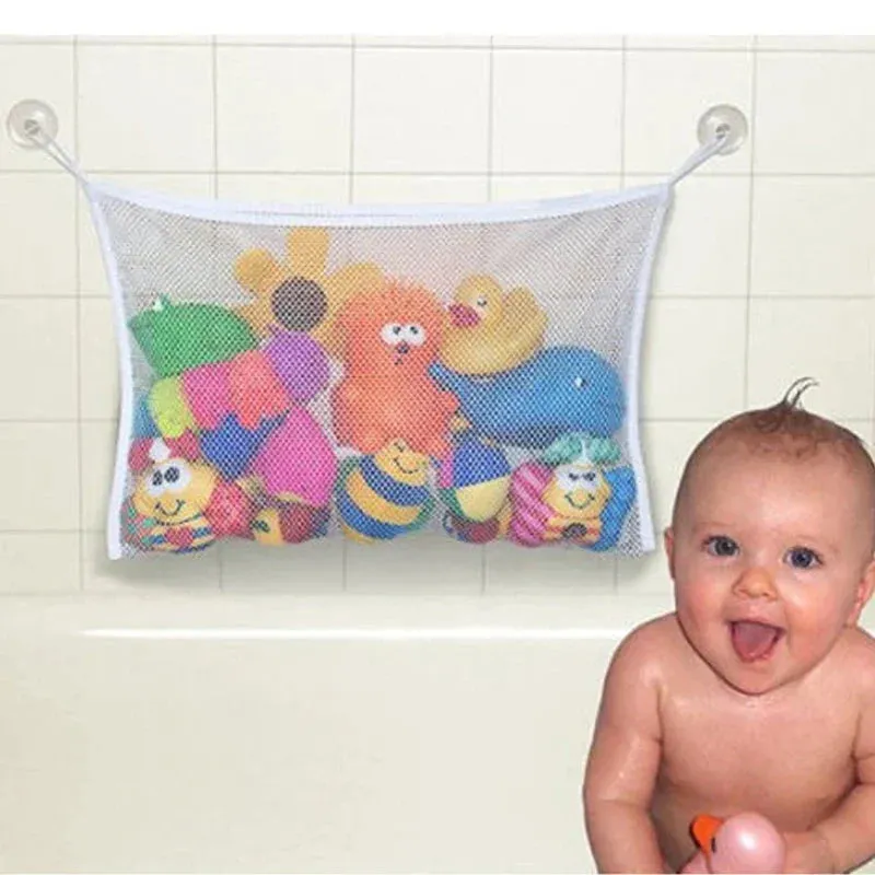Fun Mesh Bath Toy Storage Basket for Kids - Quick-Dry Bathtub Organizer Net Bag