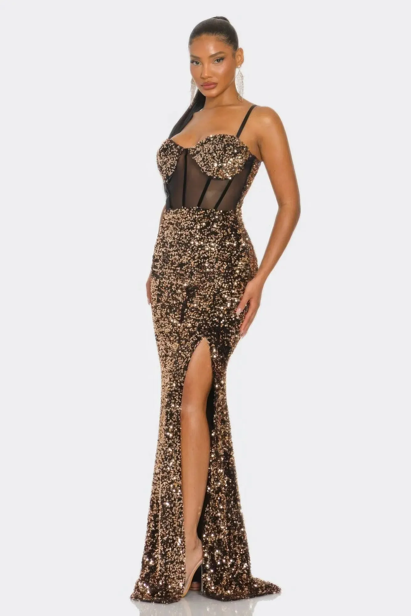 FZ Women's Cecily Teddy Velvet Corset Maxi Evening Dress