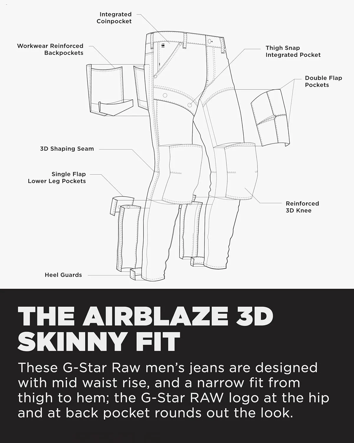 G-STAR RAW Men's Airblaze 3D Skinny Fit Jeans