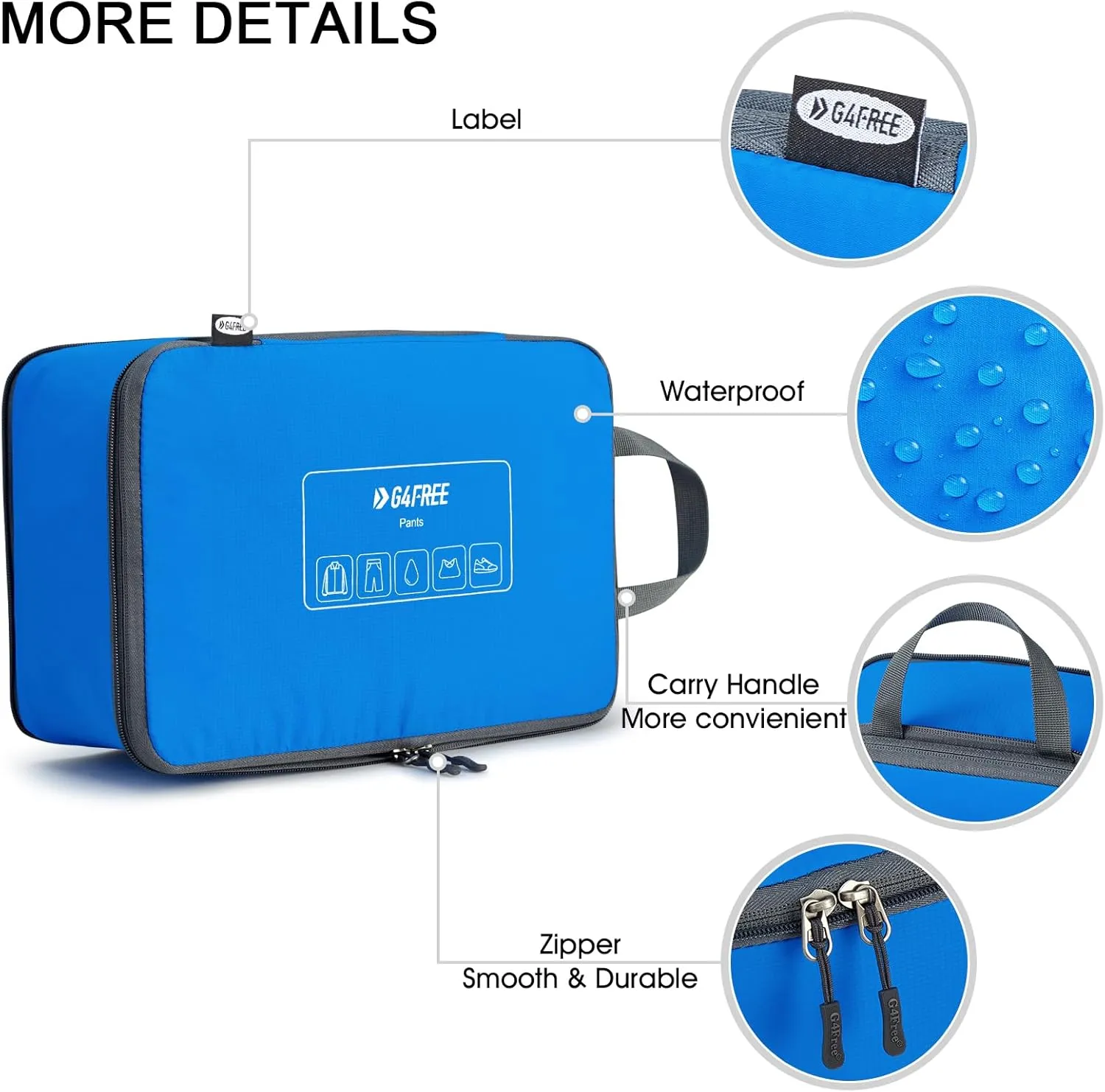 G4Free 6 Set Compression Packing Cubes, 3 sizes Travel Packing Organizers for Suitcases, Expandable Luggage Suitcase Storage Bags Set, Lightweight Packing Cubes Travel Essentials